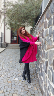 Vlněná pelerína - růžová